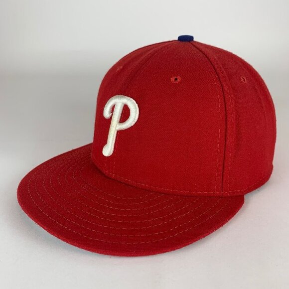 Philadelphia Philles MLB Red New Era 59Fifty Fitted Hat No Side NE Logo 7 1/4 - Picture 1 of 5